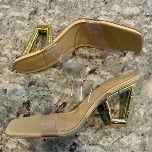 Cult Gaia Clear Gold Heels